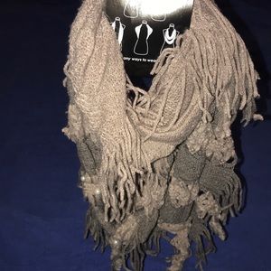 NWT Tan fringe infinity scarf